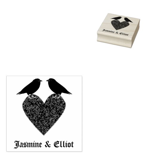 Gothic Ravens en Black Heart Custom Rubberstempel (Gestempeld)