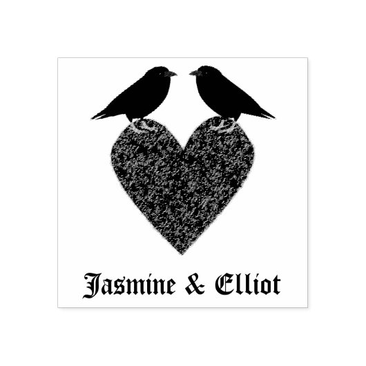 Gothic Ravens en Black Heart Custom Rubberstempel (Afrduk)