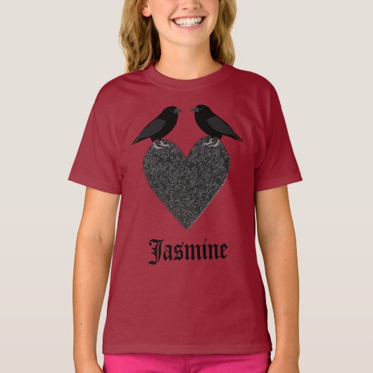 Gothic Ravens en Black Heart Custom T-shirt (Voorkant)