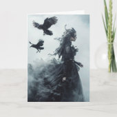 Gothic Ravens en Godin Halloween Groeten Kaart (Voorkant)