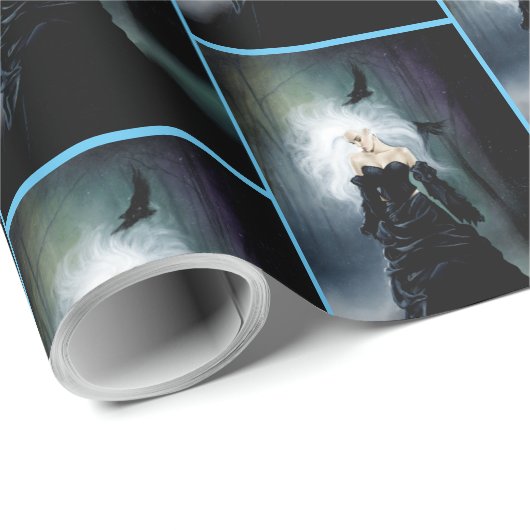 Gothic Ravens Forest Vrouw Zwart Cadeaupapier (Rol Hoek)