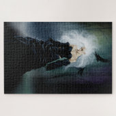 Gothic Ravens Forest Vrouw Zwart Legpuzzel (Horizontaal)