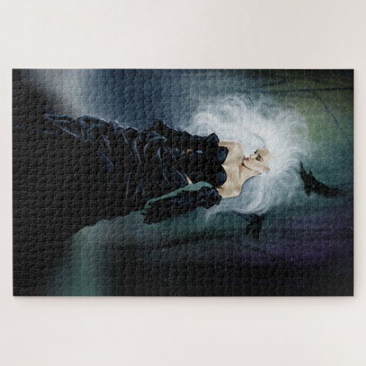 Gothic Ravens Forest Vrouw Zwart Legpuzzel (Horizontaal)