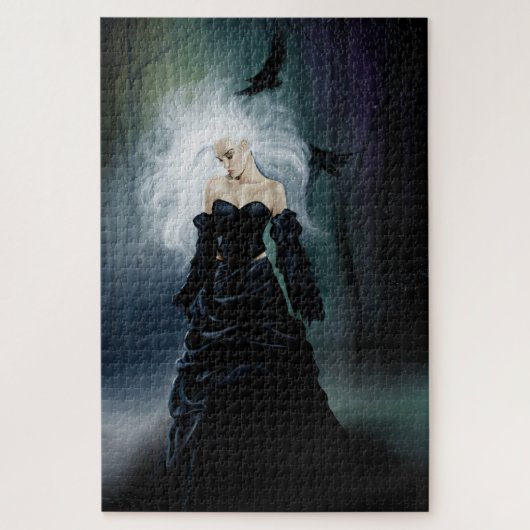 Gothic Ravens Forest Vrouw Zwart Legpuzzel (Verticaal)