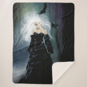 Gothic Ravens Forest Vrouw Zwart Sherpa Deken (Voorkant)