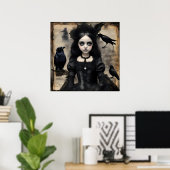 Gothic Ravens Meisje Poster (Thuiskantoor)