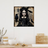 Gothic Ravens Meisje Poster (Keuken)