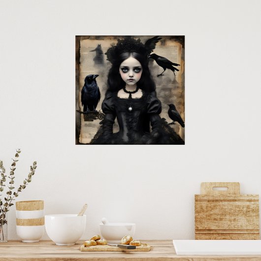 Gothic Ravens Meisje Poster (Keuken)