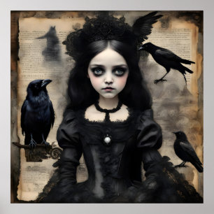Gothic Ravens Meisje Poster