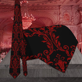 Gothic Red Acanthus Leaf Wedding Stropdas