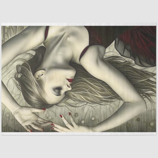 Gothic Red Ballerina Dancer Decoupage Tissuepapier (Voorkant)