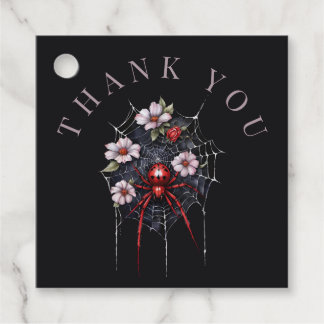 Gothic Red & Black Bloemen Spiderweb Dank u Bedankjes Labels