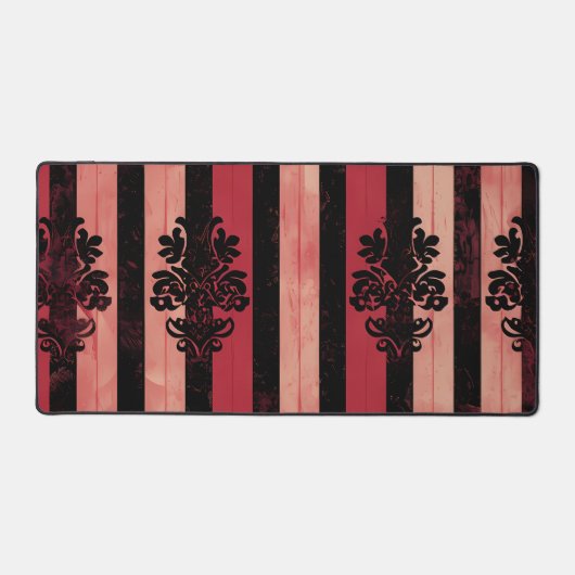 Gothic Red & Black Damask Desk Mat (Voorkant)