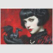 Gothic Red Black Dragon Woman Fantasy Decoupage Tissuepapier (Voorkant)