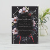 Gothic Red & Black Floral Spider Web Vrijgezellenf Kaart (Staand voorkant)