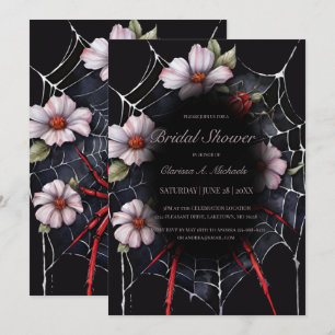 Gothic Red & Black Floral Spider Web Vrijgezellenf Kaart