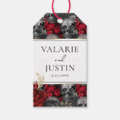Gothic Red Black Floral Wedding Cadeaulabel (Voorkant)