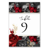 Gothic Red Black Floral Wedingstabel Nummer Kaart (Achterkant)
