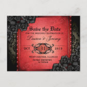 Gothic Red & Black Halloween Save Date Briefkaart (Voorkant)