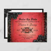 Gothic Red & Black Halloween Save Date Briefkaart (Voorkant / Achterkant)