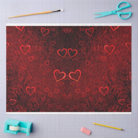 Gothic Red Black Hearts Decoupage Tissuepapier (Craft)