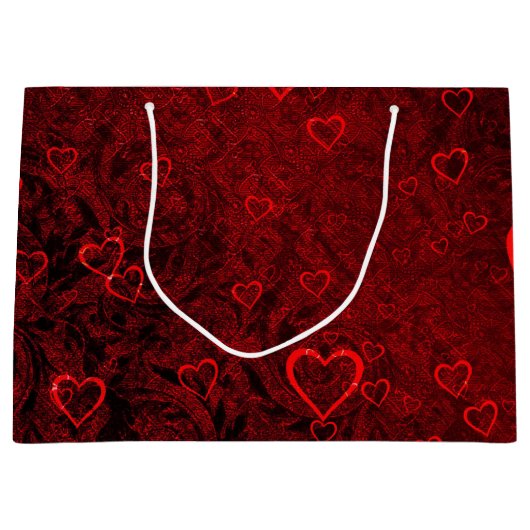 Gothic Red Black Hearts Groot Cadeauzakje (Voorkant)