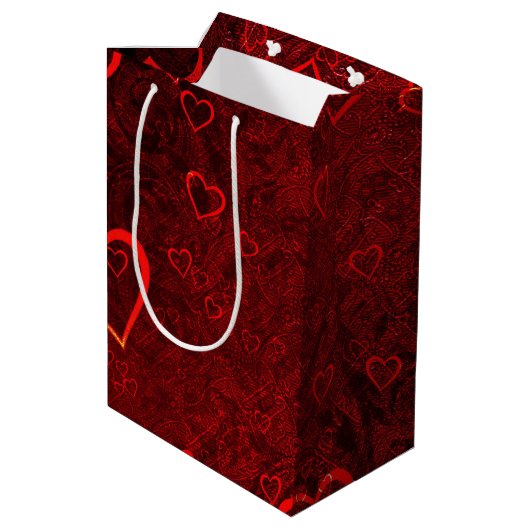 Gothic Red Black Hearts Medium Cadeauzakje (Achterkant Gekanteld)