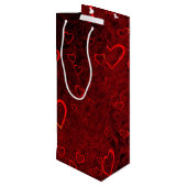 Gothic Red Black Hearts Wijn Cadeautas (Achterkant Gekanteld)