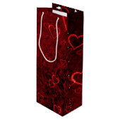 Gothic Red Black Hearts Wijn Cadeautas (Voorkant Gekanteld)