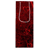 Gothic Red Black Hearts Wijn Cadeautas (Voorkant)