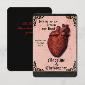 Gothic Red Black Macabre Heart Weddenschap Kaart (Voorkant / Achterkant)
