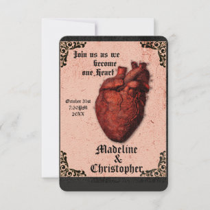 Gothic Red Black Macabre Heart Weddenschap Kaart
