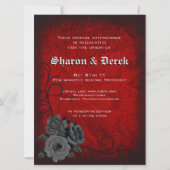 Gothic Red Black Rozen - Uitnodiging tot virtueel  (Voorkant)