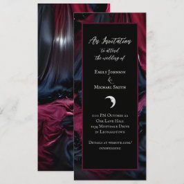 Gothic Red & Black Satin Draaphalloween Wedding Kaart