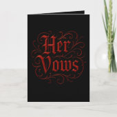 Gothic Red & Black Wedding Vow Letter - Haar Gelof Kaart (Voorkant)