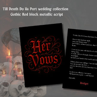 Gothic Red & Black Wedding Vow Letter - Haar Gelof Kaart