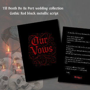 Gothic Red & Black Wedding Vow Letter – onze gelof Kaart
