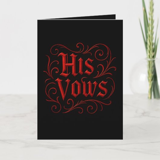 Gothic Red & Black Wedding Vow Letter - zijn gelof Kaart (Voorkant)