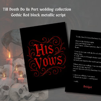 Gothic Red & Black Wedding Vow Letter - zijn gelof Kaart