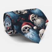 Gothic Red Blue thema Santa Skulls Mannen Stropdas (Opgerold)