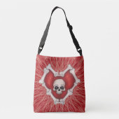Gothic Red Bone Heart met Skull op spieren Crossbody Tas (Achterkant)