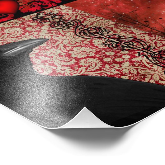 Gothic Red Crow Collage Foto Afdruk (Hoek)