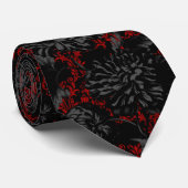 Gothic Red Damask Black Floral 2 Wedding Stropdas (Opgerold)