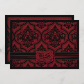 Gothic Red Damask Grunge Vrijgezellenfeest Kaart (Voorkant / Achterkant)