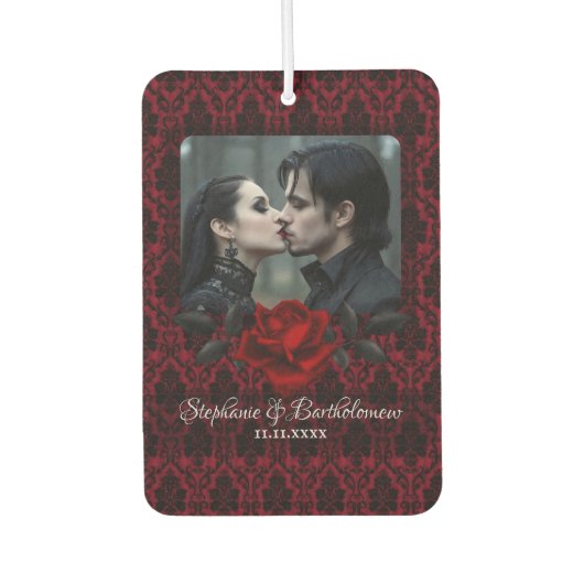 Gothic Red Damask Rose Personalized Luchtverfrisser (Voorkant)