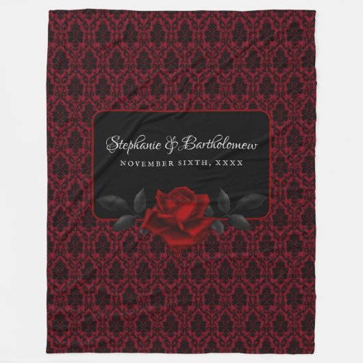 Gothic Red Damask Rose Wedding Fleece Deken (Voorkant)