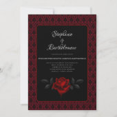 Gothic Red Damask Rose Wedding Kaart (Voorkant)