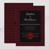 Gothic Red Damask Rose Wedding Kaart (Voorkant / Achterkant)