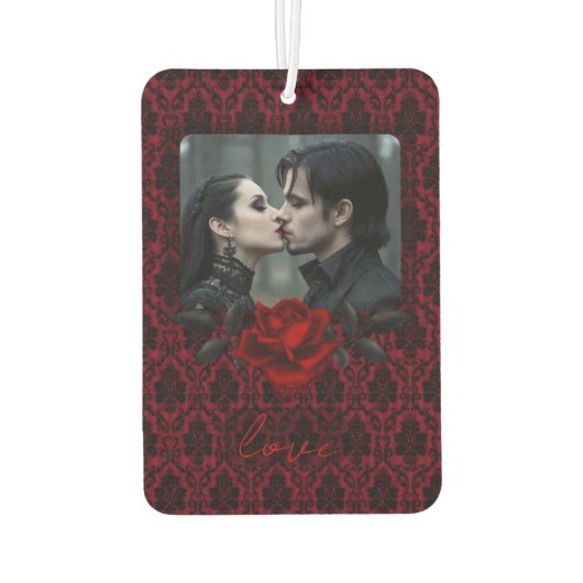 Gothic Red Damask Rose Wedding Luchtverfrisser (Achterkant)