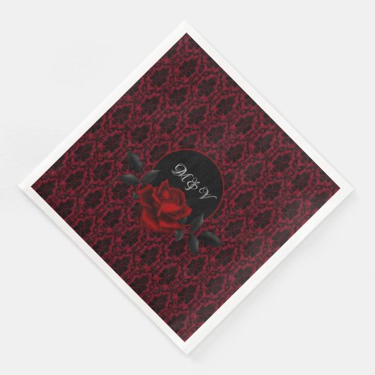Gothic Red Damask Rose Wedding Servet (Hoek)